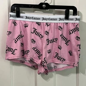 Juicy Couture Pink Monogram Mini Shorts Casual Y2K Pajamas Preppy Princess M - Picture 1 of 6