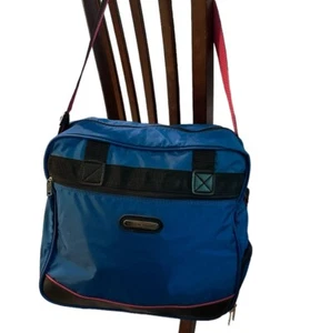American Tourister Vintage Luggage Carry On Weekender Duffel Bag Blue Pink - Picture 1 of 20