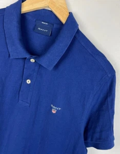 GANT POLO SHIRT Size L (fits like Medium) Men`s Regular Short Sleeve Blue - Picture 1 of 6