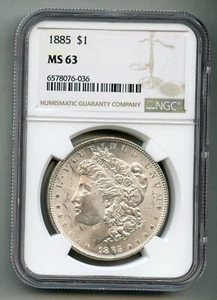 1885 Morgan Silver Dollar NGC MS 63 - Picture 1 of 4