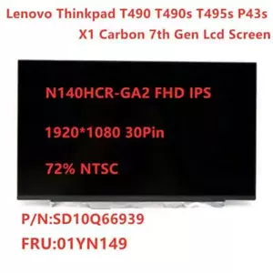 Lenovo Thinkpad X1 Carbon 7th Gen T490 T490s P43s LCD Screen IPS FHD 01YN149 - Picture 1 of 4