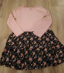 NEW Tea Collection Pink & Black Floral Long Sleeve Dress - size 12/ 14 - Picture 1 of 4