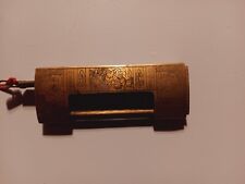 Antique Chinese Big Brass Padlock Vintage Trunk Door  Lock Working Key Engraved