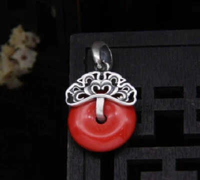 B25 Rimorchio Portafortuna con Rosso Agata 999 Argento Fine - Immagine 1 di 4