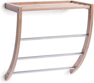 Zeller 13595 Towel Rail 38 x 24 x 40 Bamboo/Chrome 28 x 28 x 13 cm - Picture 1 of 5