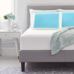Comfort Revolution Blue Bubble Gel + Memory Foam Pillow, Standard (Pack of 1), W - Picture 1 of 12