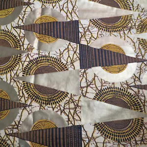 African Wax Print Just Shy 4 yards Gilded Cotton Quilt Fabric Craft Material #73 - Picture 1 of 2