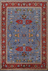 Geometric Light Blue Heriz Serapi Handmade Dining Room Rug Area Carpet 9'x12' - Picture 1 of 12