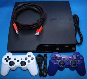 SONY PlayStation 3 PS3 Slim Console UP TO 1TB SSD HD BUNDLE 2 NEW CONTROLLERS - Picture 1 of 11