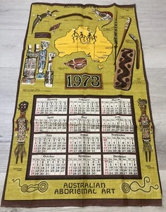 Vtg 1973 Alice Springs N.T. Australian Tapestry Calendar Aboriginal Art 18 x 31 - Picture 1 of 16