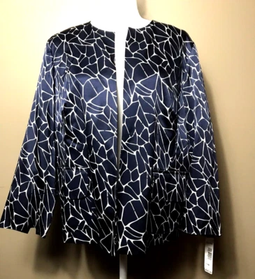 Blazer Pendleton Ligero Mezcla Seda Frente Abierto Talla 18 Azul Marino y Blanco Foto 1 de 4