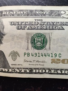 2017 A Twenty Dollar Bill with a Trinary Serial Number PB49144419 - Picture 1 of 3