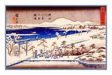 Japonais Hiroshige Neige Eau Bord En Mimeguri Point de Croix Motif