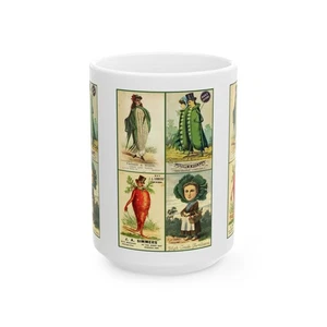 Weird Vintage Vegetable Seeds Trade Cards - Ceramic Mug, 15oz - Picture 1 of 5