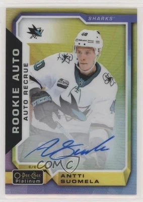 2018 O-Pee-Chee Platinum Rookie Autos Rainbow Color Wheel Antti Suomela Auto RC - Image 1 of 2