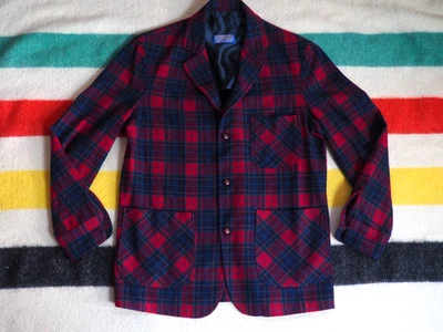 VTG 70s Pendleton Virgin Wool Red Blue Button Pockert Blazer Shirt Womens M - Image 1 of 4