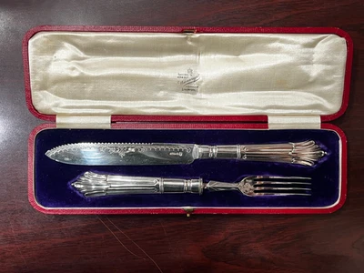 1800'S Silverplate Knife & Fork Set Allen & Darwin in Original Case - Image 1 of 4