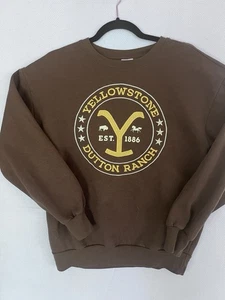 Yellowstone Dutton Ranch Adult Unisex Brown Embroidered Sweatshirt Sz Small - Picture 1 of 7