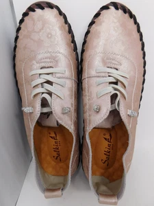 Salkin Mujer Talla 9.5/10 41 Zapatos Hechos a Mano en EE. UU. Rosa Damasco Floral Descalzo - Imagen 1 de 6