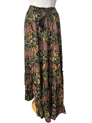 Maxi Falda Larga Chelsea & Theodore Paisley XS Otoño Borla en Niveles Fluida NUEVA Foto 1 de 4