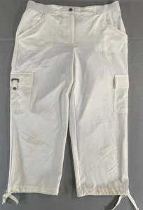 Zenergy by Chico’s White Cargo Crop Pants Sz 1 Pull-On Stretch Pockets - Picture 1 of 10