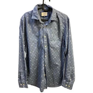 Gazman Shirt Men's Small Blue Paisley Long Sleeve Cotton Casual Button Up Design - Picture 1 of 6