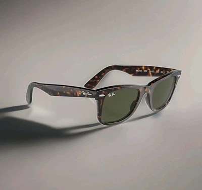 Ray Ban Wayfarer RB2140 Unisex Sunglasses Tortoiseshell Frames/Green Lenses - Image 1 of 4