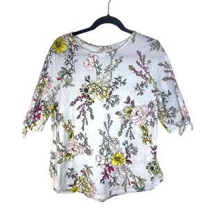 Westloop Strick Bluse T-Shirt Oberteil Damen großes Blumenmuster hellblau weich - Bild 1 von 14