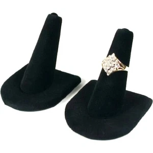 2 Black Velvet Ring Finger Jewelry Holder Showcase Display Stands - Picture 1 of 1