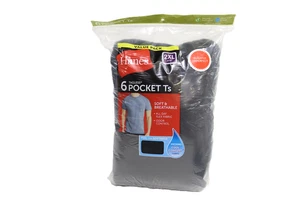 Paquete de 6 camisetas de bolsillo Hanes para hombre ligeramente imperfectas suaves transpirables frescas cómodas - Imagen 1 de 4