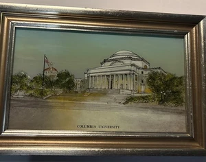 Columbia University Eglomise umgekehrt bemaltes Glas gerahmt 9,75" x 14,75" - Bild 1 von 17