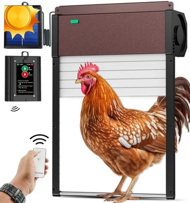 MIR0ESETH Automatic-Chicken-Coop-Door-Solar-Powered Auto Chicken Door with Remote Light...