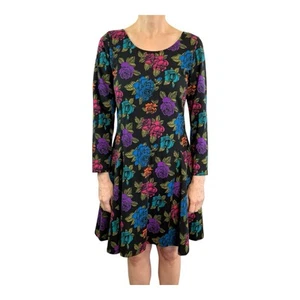 Betsey Johnson Size 6 US 10 Aus Black & Multicolour Floral Fit & Flare Dress - Picture 1 of 24