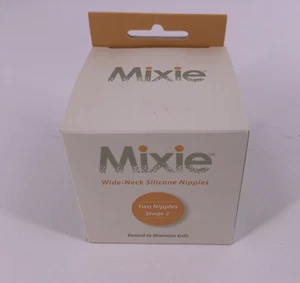 2 Pack Mixie Wide-Neck Silicone Nipples- Stage 2 Medium Flow - Two Nipples Total - Picture 1 of 7