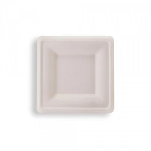 500 quadratische Teller aus Zuckerrohr in weiß 16 x 16 cm | umweltfreundlich - Bild 1 von 2