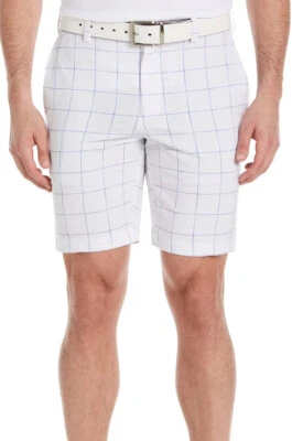 Nuevos Pantalones Cortos Para Hombres PGA Tour Frente Plano Cintura Activa UPF 50 Blanco Elástico 40 Foto 1 de 2