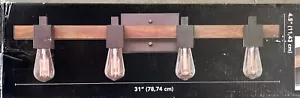 Globe Electric Phoenix 4-Light Bathroom Vanity Light 31” Fixture Matte Black NEW - Picture 1 of 5