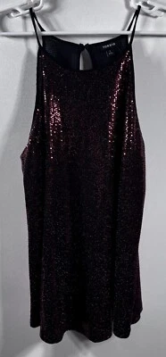 Camiseta sin mangas con halter de lentejuelas rojas tórridas brillantes para mujer Plus 1X nueva con etiquetas con tiras brillantes Foto 1 de 4