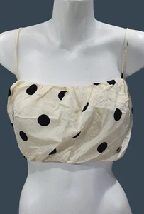 Future Collective Womens Cream & Black Polka Dot Puff Crop Top 2X NWOT - Picture 1 of 10