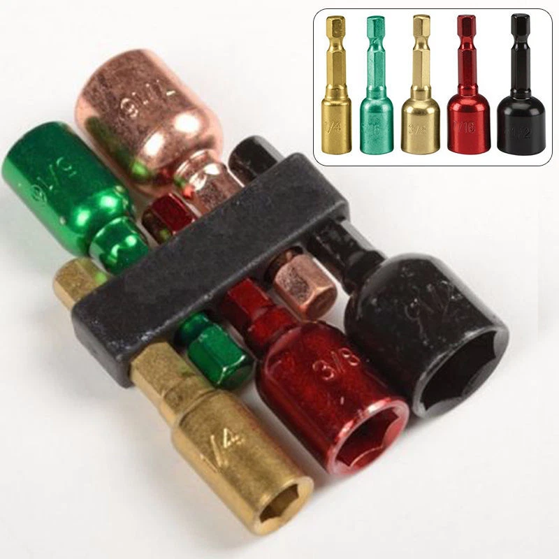 5 pc Magnetic Nut Driver Set 1/4" Shank 1/4", 5/16", 3/8", 7/16" and 1/2" - Image 1 of 1