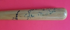 HANK AARON, STAN MUSIAL, JOHNNY MIZE SIGNED MINI BAT jsa psa BECKETT guaranteed - Picture 1 of 7