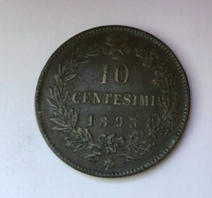 1893 BI  ITALY  Umberto I 10 Centesimi Copper Coin  KM# 27.1 - Picture 1 of 4