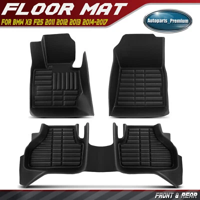 3x Forros de Tapetes de Chão Pretos Dianteiros e Traseiros para BMW X3 F25 2011 2012 2013 2014-2017 - Imagem 1 de 4