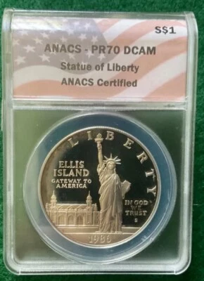 1986 S Silver Statue of Liberty , PR70DCAM - T32 - Image 1 of 3