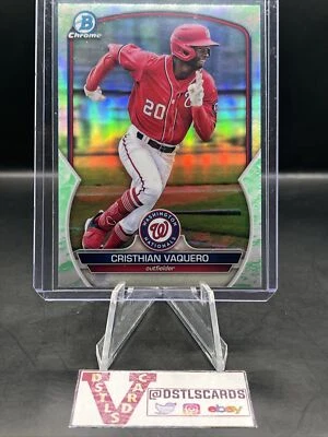 2023 Bowman Chrome - CRISTHIAN VAQUERO PROSPECTS GREEN LUNAR PARALLEL #BCP-54 - Image 1 of 3