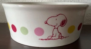 Tazón de agua de comida para mascotas Peanuts Snoopy floral a lunares perro gato tamaño 5" x 2" ¡NUEVO CON ETIQUETAS! - Imagen 1 de 3