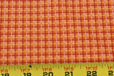 25" Long, Orange Yellow Red Checked Quilt Cotton, Red Rooster/"Fantasia", P5425 - Image 1 of 4