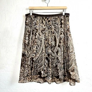 Vintage ROCKMANS Womens Skirt Size 12 Brown Paisley A-line - Picture 1 of 12