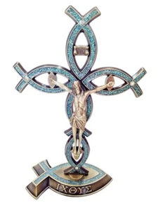 ΙΧΘΥΣ Ichthys Sign of the Fish Early Christian Jesus Fish Altar Prayer Cross - Picture 1 of 4