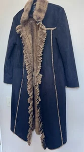 Terry Lewis Faux Suede & Fur Coat M Penny Lane Afghan Yellowstone Boho Cowgirl - Picture 1 of 23